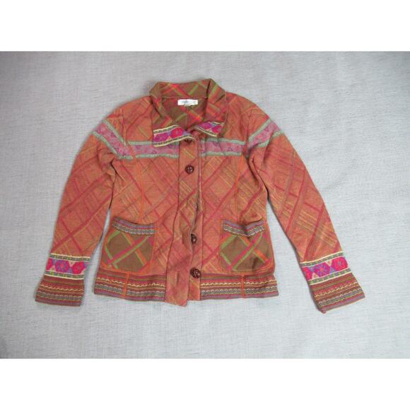 Coldwater Creek Jacket Womens XS Geometric Button Up Hobo Peasant Granola Girl - Picture 1 of 9
